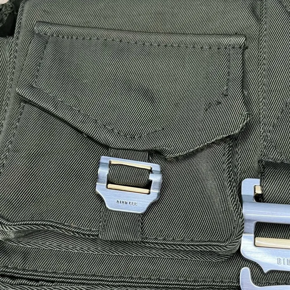 Dion Lee Utility Shoulder Bag Olive Green Twill Cargo Pockets Nylon Strap Y2K